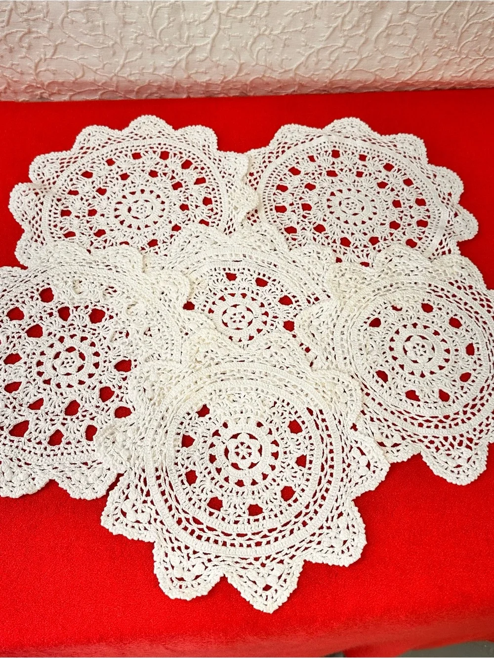 Handmade White Crochet Doily Set - Classic Home Dining Accent